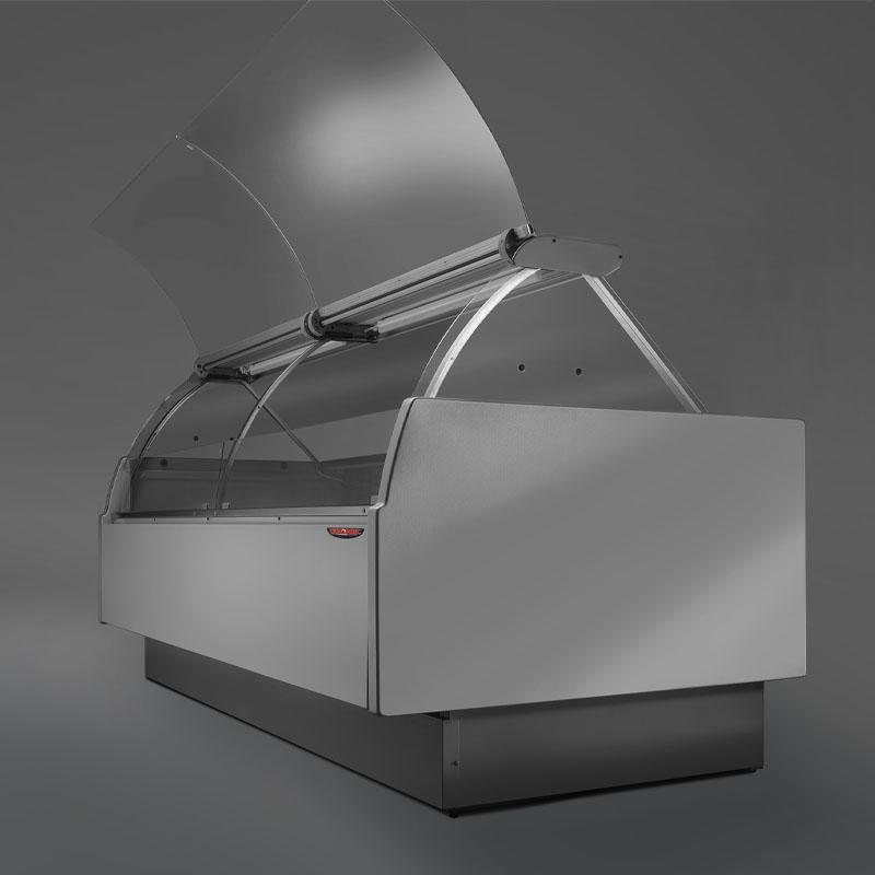 Tecnodom MR 9.5 VCC csemegepult, ventilációs hűtéssel - hajlított kivitel