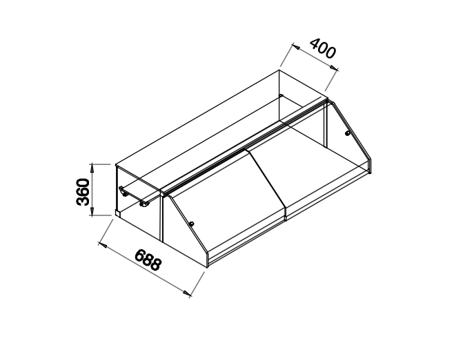 Orion 500 Drop-In D3 üveg felépítmény köztes polccal LED világítással 1500mm