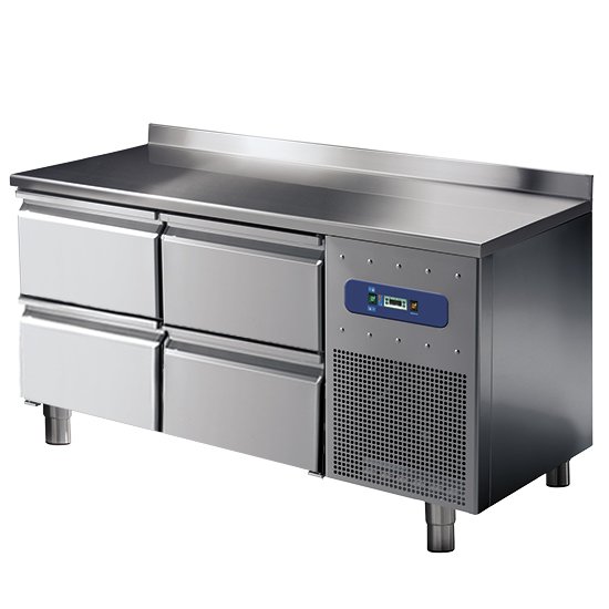 MASTRO 600-as hűtött munkapult 4 fiókos, hátsó felhajtással
