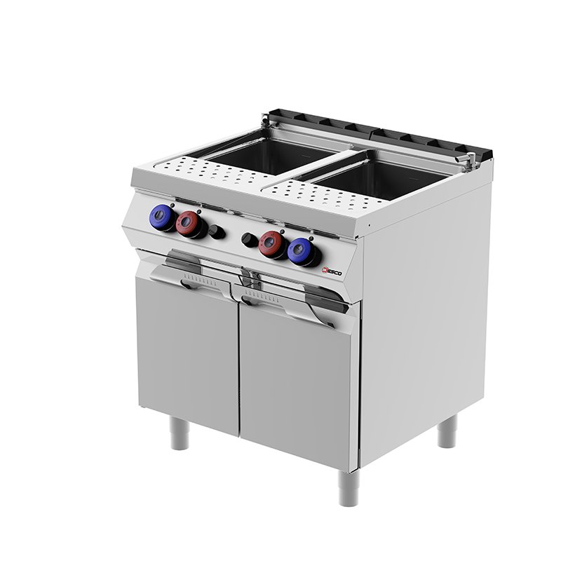 Desco 700-as gázos tésztafőző, 2 aknás, ajtós tárolóval