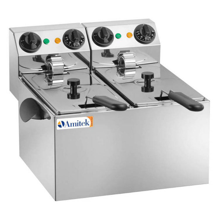 Amitek elektromos fritőz 8+8 literes