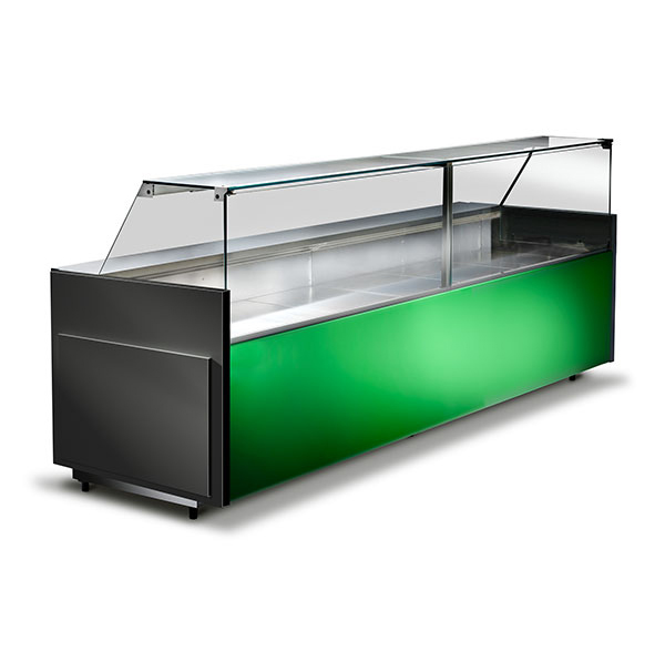 Tecnodom Seria M 800 csemegepult, ventilációs hűtéssel, hosszított előlappal 1000